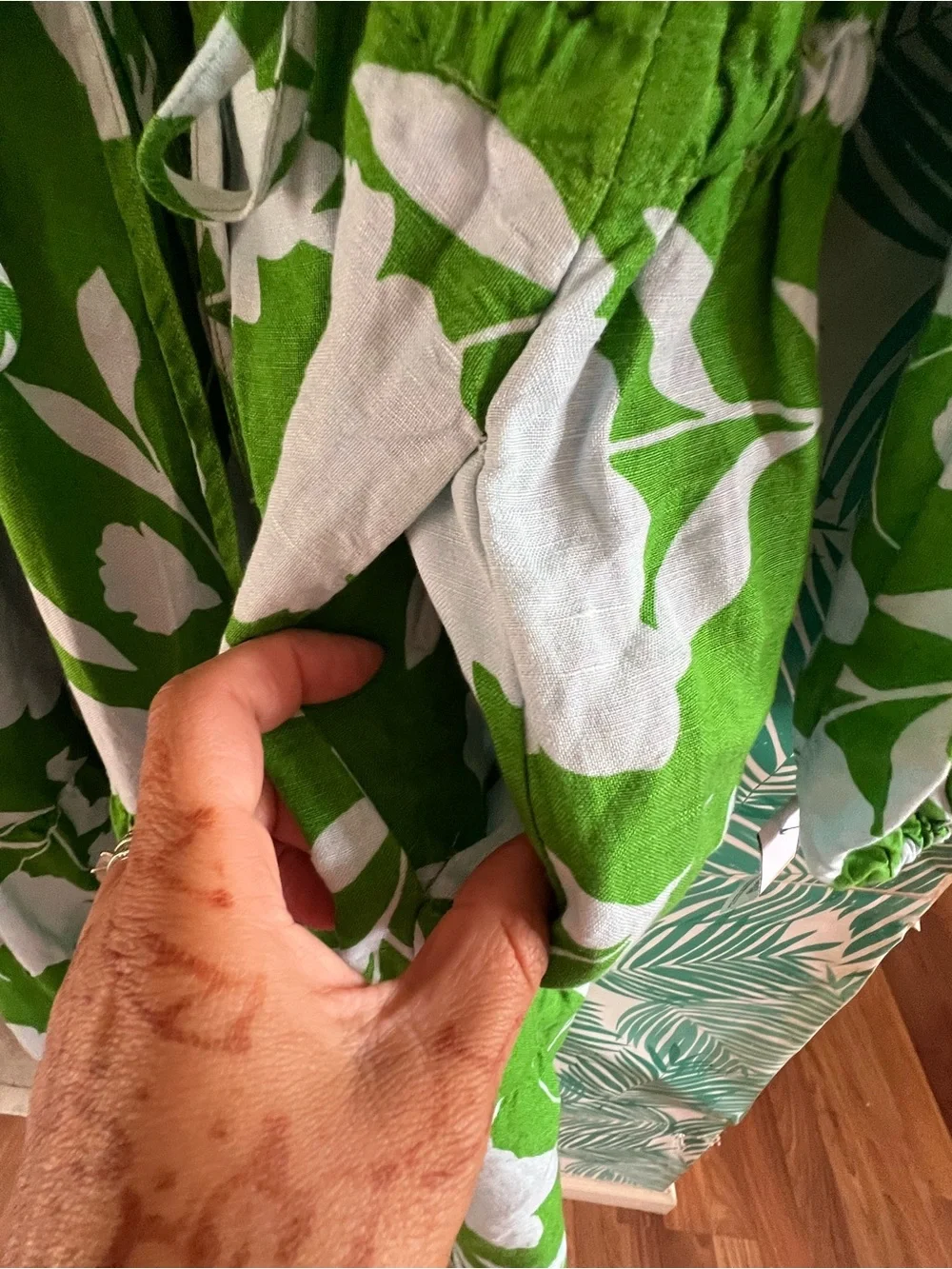 Kate Spade x Target Linen blend green & light blue floral maxi dress NWT sz L